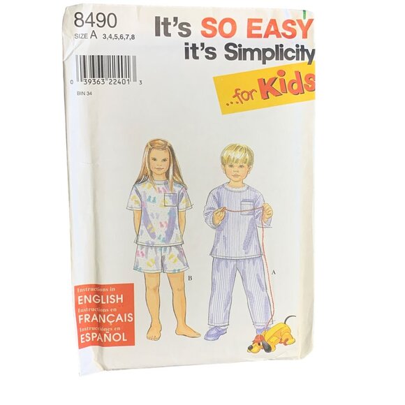 Simplicity Girls Sleepwear Sewing Pattern Sz 3-8 8490 - Uncut - Picture 1 of 4